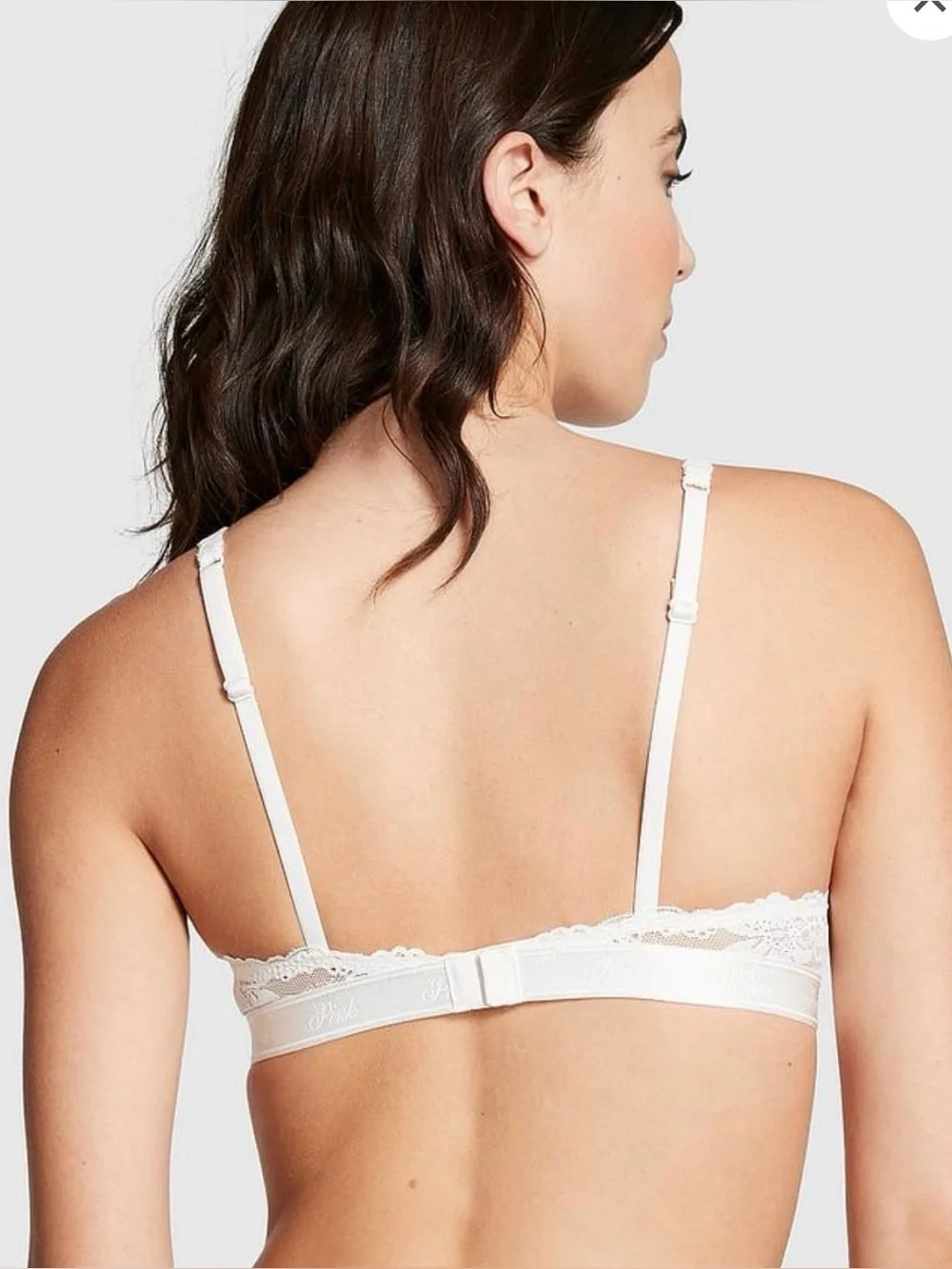 Victoria’s Secret PINK Wink Scoop Bra | L | White | Unlined Bralette | NWT